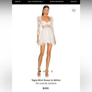 For Love & Lemons White Tayla Lace Mini Dress